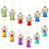 H&D HYALINE & DORA 12 Engel-Ornamente aus Glas für den Weihnachtsbaum, Mini-Hängeengel Weihnachtskugeln für Weihnachten, Geburtstag, Hochzeit, Party-Dekoration (6 Farben)