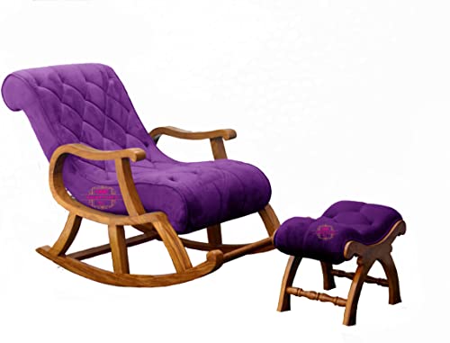 Image of CRAFTCITY Ergonomic Rosewood Rocking Chair (Purple)