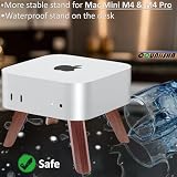 Stojak z prawdziwego drewna do Mac mini M4 / Mini M4 Pro 2024, bezpieczna, trwała, wentylacja, rozpraszanie ciepła, chłodzenie, akcesoria na biurko, antypoślizgowy drewniany statyw (orzech włoski)