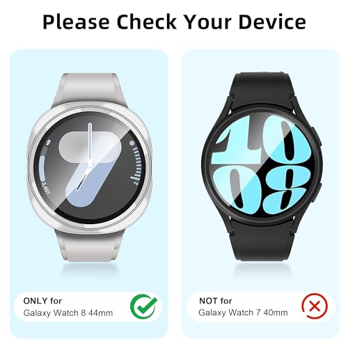 TSOGIA 2 Pack Case with Screen Protector for Samsung Galaxy Watch 9/8 44mm, Screen Protector Case, Hard PC Bumper + HD Anti-Fog Tempered Glass Protective Film, Overall Protective Cover, Clear - image 2