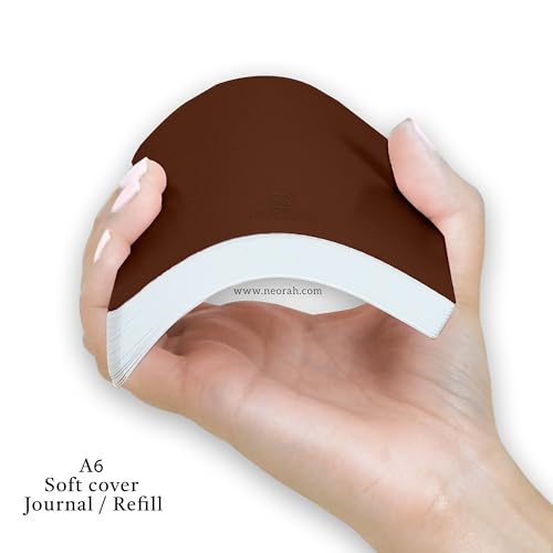 Image of NEORAH - A6 Notebook SOFT COVER | Journal REFILL | Unruled Notebook Journal | 110 GSM | 160 pages (Size 14.8 cm x 10.5 cm) Planner Journaling Writing Note Taking Diary- BROWN
