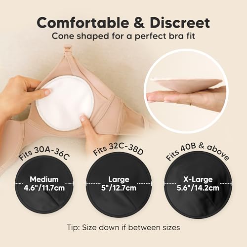 Image of Organic Nursing Pads - 14 Washable Breast Pads for Breastfeeding, Wash Bag, Viscose Derived from Bamboo Reusable Nipple Covers for Breastfeeding Essentials, Soft & Absorbent(Midnight Black, L 5 inch)