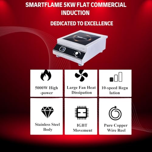 Image of 5000W Flat Induction Cooktop | Heavy Duty Commercial Electric Stove | Fast Heating Burner