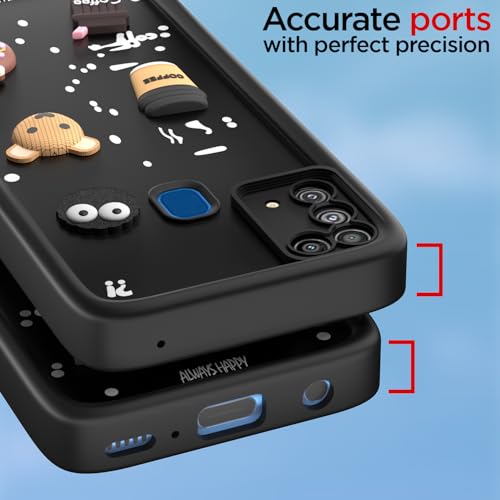 Image of Outlouders Back Cover for Samsung Galaxy M31 / M31 Prime / F41 | 3D Cartoon Cute Fun Bear | Silicone Full Body Protection Bumper Case (Black)