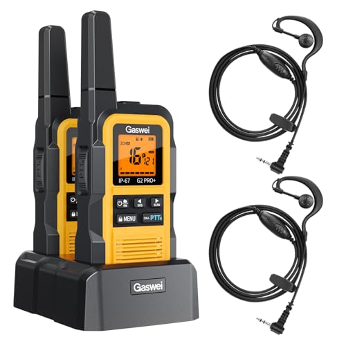 Walkie-talkies Profesionales G2Pro para Adultos, Juego de walkie-talkies con Auriculares [IP67 Resistente al Agua y Flotante] Walkie-talkies de Largo Alcance, Doble PTT, VOX, Alarma SOS, Radio FM