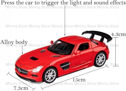 Image of 1 /32 Merceedes Benz SLS AMG GT Future Model Car - Exclusive Alloy Metal Pullback Toy with Openable Doors, Lights, and Music for Kids (1:32 Merceedes SLS- Red)