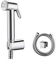 Ibergrif WC Handbrause Bidet Set mit Wandhalterung und 1,2m Schlauch, Chrom Silber – Spritzpistole für Toilette, Dusche oder Hygienereinigung, M20282