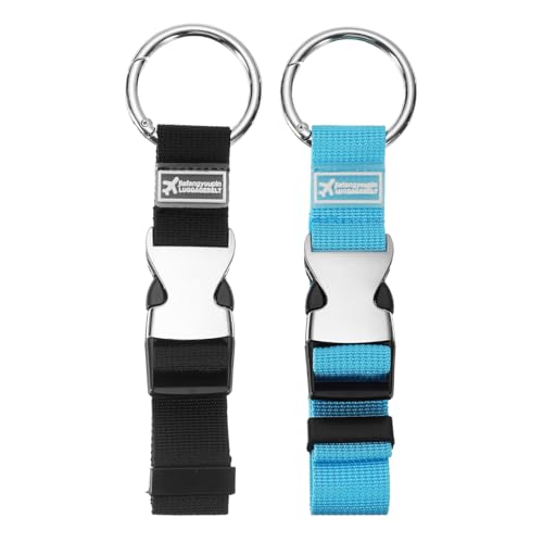 Image of HARFINGTON 2pcs Luggage Straps Jacket Clips Strap Nylon Adjustable Suitcase Belt Baggage Backpack Connector Travel Accessories with Metal Buckle for Extra Bags Travel Attachment, Black Blue
