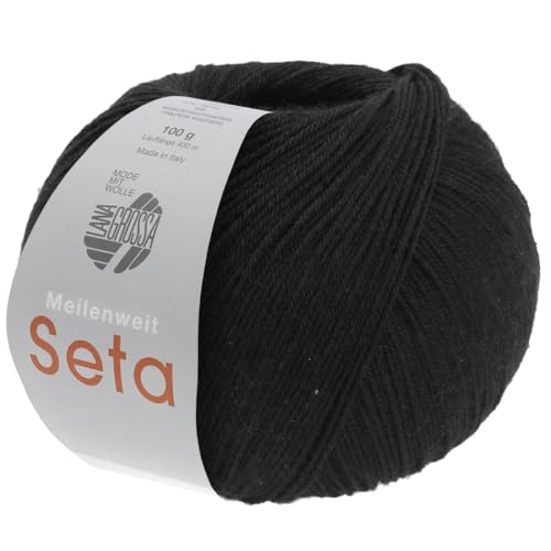 LANA GROSSA Meilenweit Seta Hilo para calcetines de alta calidad con porcentaje de seda, lavable a máquina, 55% lana virgen (merino), poliamida y seda, 100 g para tejer y ganchillo, hilo de 400 m