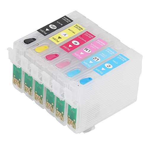 Baxnore 6 Colors Ink Cartridge, PP Refill Cartridge, Printer Cartridge with Permanent Chip, Ink Cartridge Replacement for Print Photos Documents (T0781/T0782/T0783/T0784/T0785/T0786)