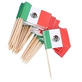 Alipis 100個メキシコ国旗フルーツピックス 用装飾 間ブラシ カップケーキ