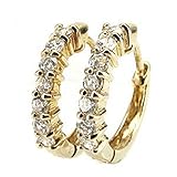 [リュイール] ダイヤモンド K18 イエローゴールド レディース フープピアス ピアス 0.30ct