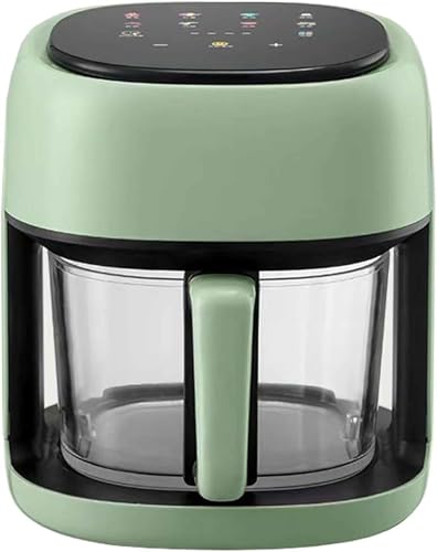 Genérico Freidora Aire Cristal 4,5L sin Aceite, Air Fryer Vidrio con Ventana Visible 360°, Temperatura Regulable 80–190 °C, multifunción Saludable 1350WGreen,One Size