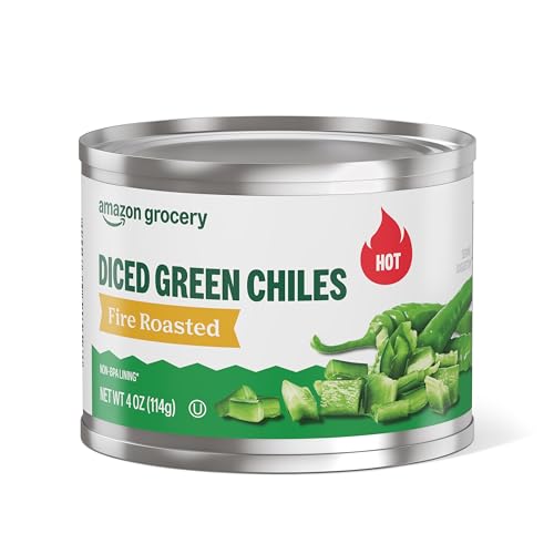 Amazon Fresh, Diced Green Chili Peppers Hot, 4 Oz