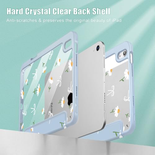 ICEKEE Case for iPad Mini (A17 Pro, 7th Generation) 2024/iPad Mini (6th Gen) 8.3 Inch, with [Built-in Pencil Holder] Shockproof Cover with Clear Transparent Back Shell & Auto Wake/Sleep - Daisy Flower by ICEKEE - Used condition - Image 4
