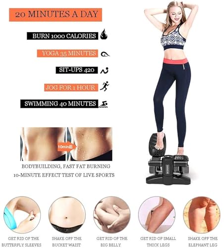 Image of Mini Stepper Machine with Display & Resistance Bands for Full Body Workout - Adjustable Intensity Up-Down Stepper for Home Exercise