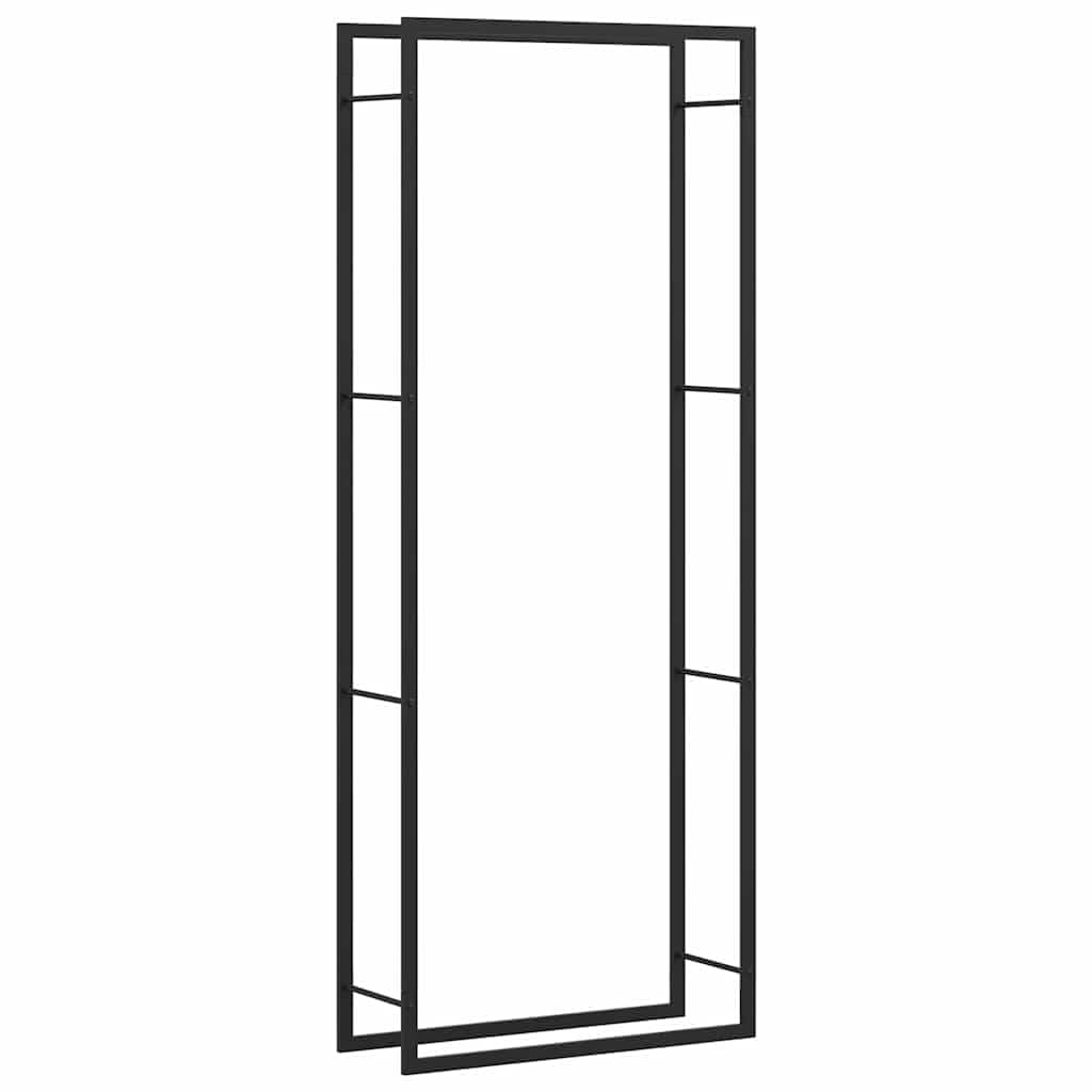 Wytrzymały stojak na drewno opałowe, matowy, czarny, stalowy uchwyt na drewno do użytku na zewnątrz i wewnątrz, 80 x 28 x 222 cm, stojak do przechowywania, odporny na warunki atmosferyczne, akcesoria