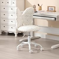 chairus Kids Swivel Desk Chair in Faux Fur Height Adjustable Study Chair for Children/Teenagers (White)