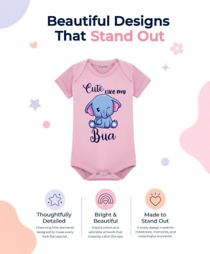 Image of ARVESA Baby Romper Bua Theme for Baby Boy and Baby Girl Cotton 0-12 Months Design No 972 - Cute Like My Bua