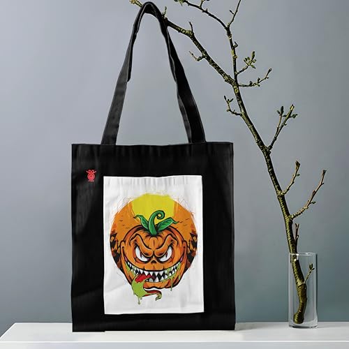 Image of ZORI Black Tote Bag With Pocket Printed Designed Canvas Tote Bags For Women large capacity,Tote bag For Shopping, College, Travel, More Canvas Handbag For Unisex Bag