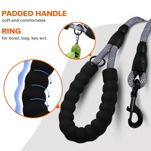 image for Taglory Rope Dog Leash 4 FT with Comfortable Padded Handle, Highly Ref