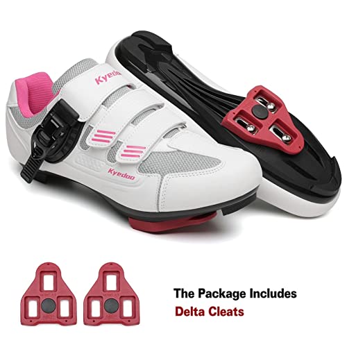 Womens Cycling Shoes Compatible with Peloton Bike Clip in Ladies Indoor Cycling Road Bike Riding Biking Shoes, Pre-Installed Delta Cleats3