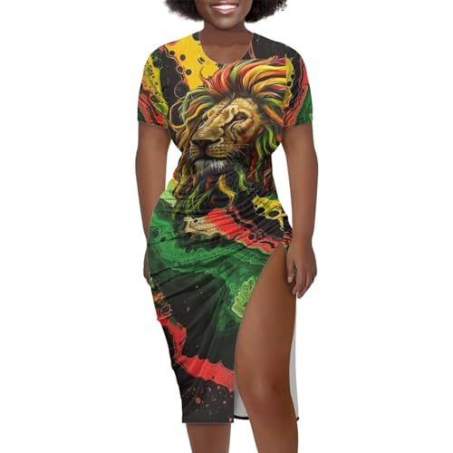Image of Short Sleeve Dress for Women,Sexy Bodycon Dress,Plus Size Slit Dress,String Design s-4xl