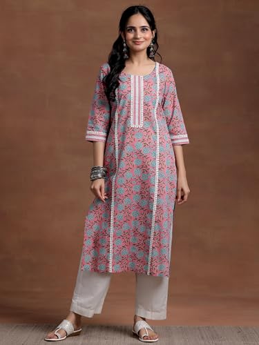 Image of Libas Printed Cotton Straight Kurta for Women