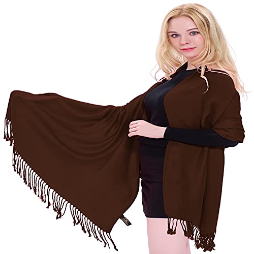 CJ Apparel Chocolate Brown Dark Brown Thick Solid Color Design Cotton Blend Shawl Scarf Wrap Stole Throw Head Wrap Pashmina Hand Made in Nepal New