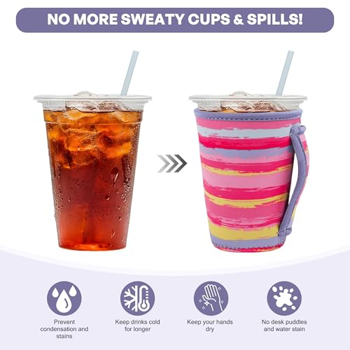 Image of 3Pk Reusable Coffee Sleeves, Neoprene, Fits 16-32oz Hot /Cold Drink