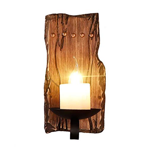 Retro Innen Wandlampe Holz Wandleuchte E14 Antik Industrial Wandleuchte Kreativ Kerze Licht Rustikale Glas Schirm Vintage Nostalgie Loft Deko Wohnzimmer Restaurant Bar Café Korridor Lampen,B
