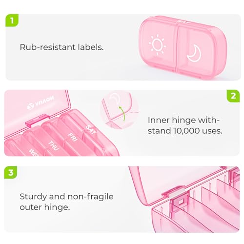 Image of AUVON Weekly Pill Organizer 2 Times a Day, One-Sided Opening, Easy to Use