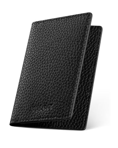 Image of VULKIT Leather Business Card Holder 2 Sided Slim Business Name Card Organizer for Men or Women (Litchi Black)