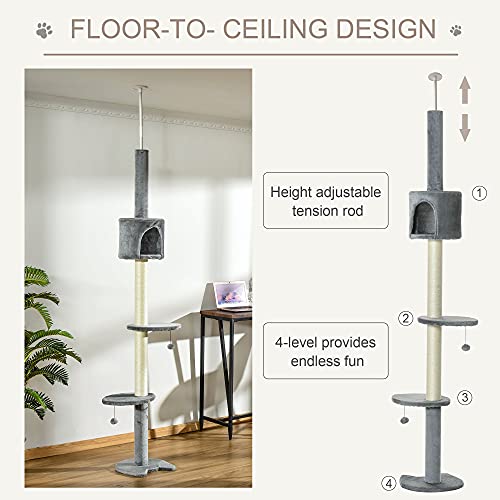 Árbol para gatos ajustable de 4 niveles gris miniatura 4