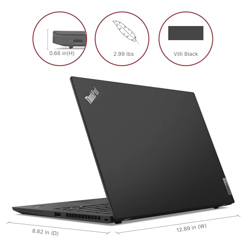 Image of Lenovo ThinkPad T14S Gen 2, Intel Core i7-1185G7, 14 Inch Full HD Display, 16GB RAM, 256GB SSD, Thunderbolt 4, Backlit Keyboard, Windows 11 Pro (Renewed), Villi black