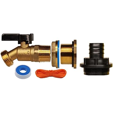 RAINPAL RBIO125F Rain Barrel Inlet Outlet DIY Kit (HDPE Fine 2” Bung to 1-1/4” Barbed Fitting and Brass Ball Valve Spigot w/Bulkhead Fitting) Cover