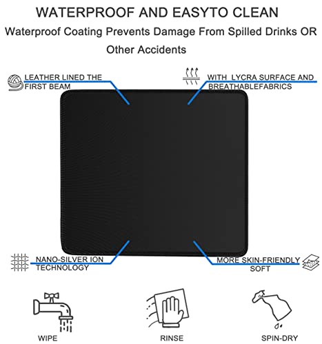 Mouse Pad, Gaming Mouse Pad 11.8X9.9X0.12 In With Durable Stitched Edge, Premium-Textured Water Resist Mousepad, Non-Slip Rubber Base Mouse Pads For Computers, Laptop, Gaming, Home, Office, Black #TOP1