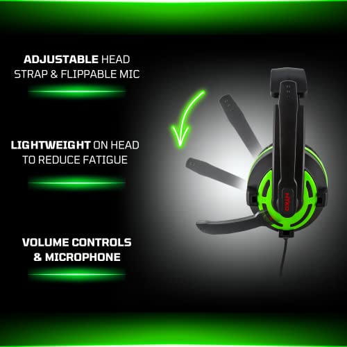Nyko NX-2600 - Auriculares con cable para Xbox One, auriculares ligeros con micrófono ajustable, compatibles con Xbox 1, Xbox X|S, Switch, PS4 y PS5, accesorios para Xbox One (negro y verde) - imagen 3