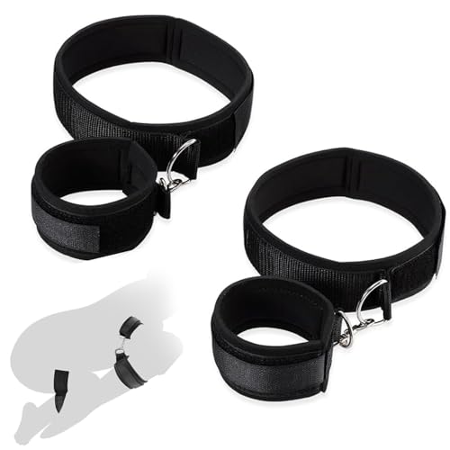 Bondage Set Paare 4-teiliges Fessel mit Sanftes Hand- & Oberschenkelmanschetten Adjustierbare Beinfesseln aus atmungsaktivem Ab 18 BDSM-Ausrüstung Perfekt für Paare die Rollenspiele entdecken möchten