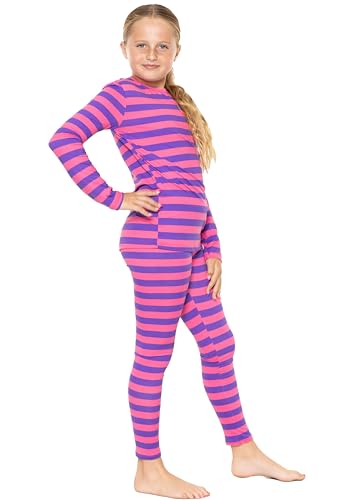 Image of STRETCH IS COMFORT Girls 2 Piece Hoodie Short Sleeve Long Sleeve Crew Neck Top and Leggings Set Kids Thermals Underwear Set