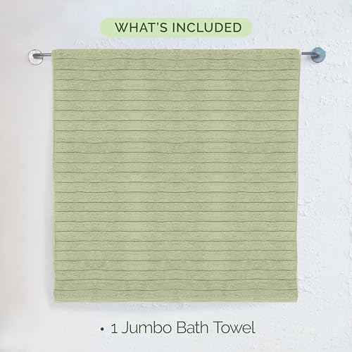 Image of Elegant Comfort 100% Turkish Cotton Corduroy Ribbed Luxury Jumbo Bath Towel Ultra Soft - 35 x 70 Inch - Luxury Spa Premium Hotel Quality Highly Absorbent and Quick Dry Large Bath Towel, Mint Green
