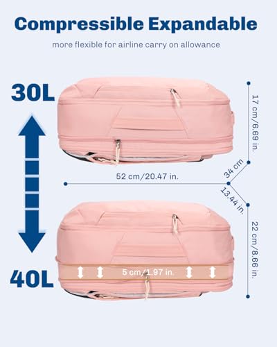 Image of Hynes Eagle Travel Backpack TSA Personal Item Bag Flight Approved Pink