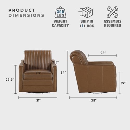 Sillón Giratorio Tapizado Marrón miniatura 2