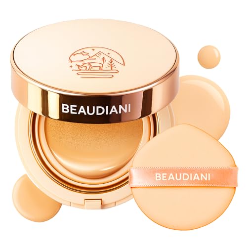 BEAUDIANI Natural Coverage – Mesh Tight Up Cushion – Korean Cushion Foundation, Semi-Matte Radiance, Long-lasting, Travel-Friendly Design (02 Light/Medium Beige)