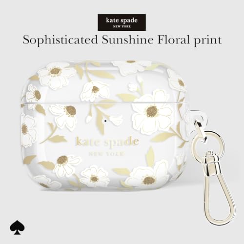 Image of kate spade new york AirPods Pro 3 Protective Case with Keychain Ring Clip - Sunshine Floral, Compatible with AirPods Pro 3rd Generation