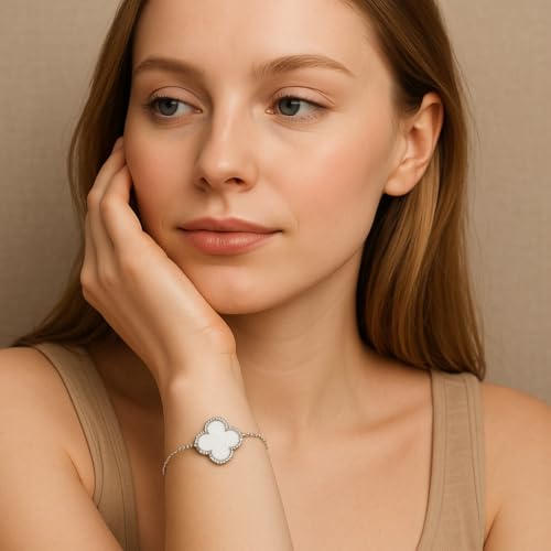 Image of Lucky Charm Clover Bracelet for Women | 925 Sterling Silver with 18K Gold Plating | Adjustable & Anti-Tarnish | Stylish Designer-Inspired Jewelry