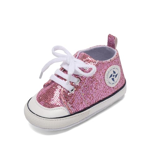 Image of Newborn Baby Girls Boys Canvas Shoes Infant Soft Sole Slip On First Walkers Sneaker Toddler Flat Loafers High Top Crib Denim Unisex Moccasins Shoe
