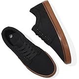 BENPAO Mens White Casual Shoes All Black Fashion Sneakers for Men Low Top Lace Up Canvas Shoes(Black Brown,us11)
