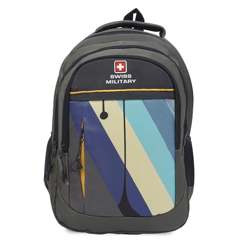 Image of SWISS MILITARY Large Multicolor Laptop Backpack, Stylish with Spacious 15.6 Inch Laptop Compartment, Ergonomic Design, Durable & Lightweight for Office, Travel, and College