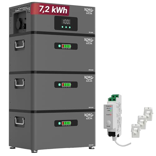 XORO SOLAR ATLAS-F, 7200 Wh AC-gekoppelter Solarspeicher für Balkonkraftwerk und Dachanlagen, 2400W Lade-/Entladeleistung, Notstrom, IP65, App-gesteuert, erweiterbar auf 12 kWh, inkl. Smart Meter
